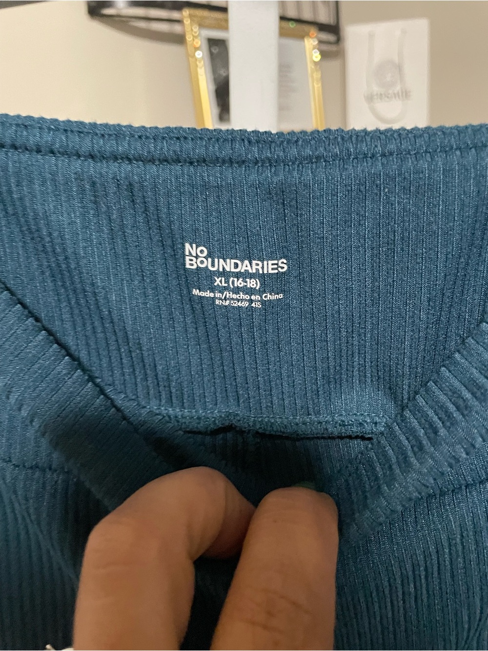 No Boundaries Teal Wide-Leg Ribbed Pants - Picture 2 of 5